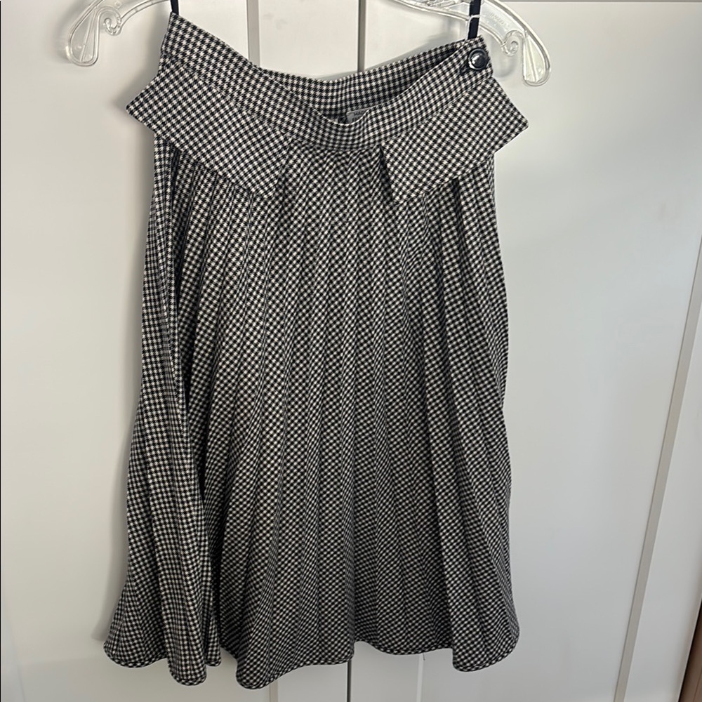 Valentino Classic Houndstooth Black and White Checkered Skirt